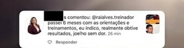Comentário de aluno no perfil relatando resultado após seis meses